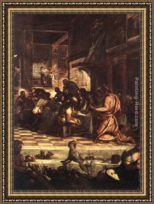 Picture of The Last Supper II Framed Paintings - The Last Supper [detail 1] by Jacopo Robusti Tintoretto